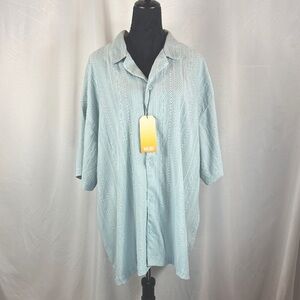 NWT Malibu Light Blue Textured Fabric Button Down Shirt